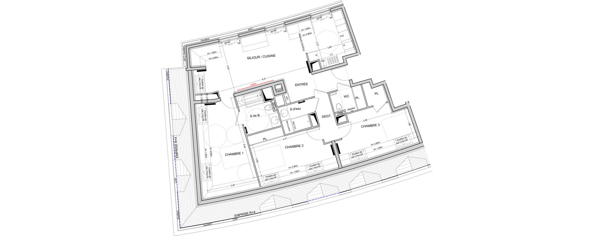 Appartement T4 de 96,10 m2 &agrave; Puteaux Les bergeres