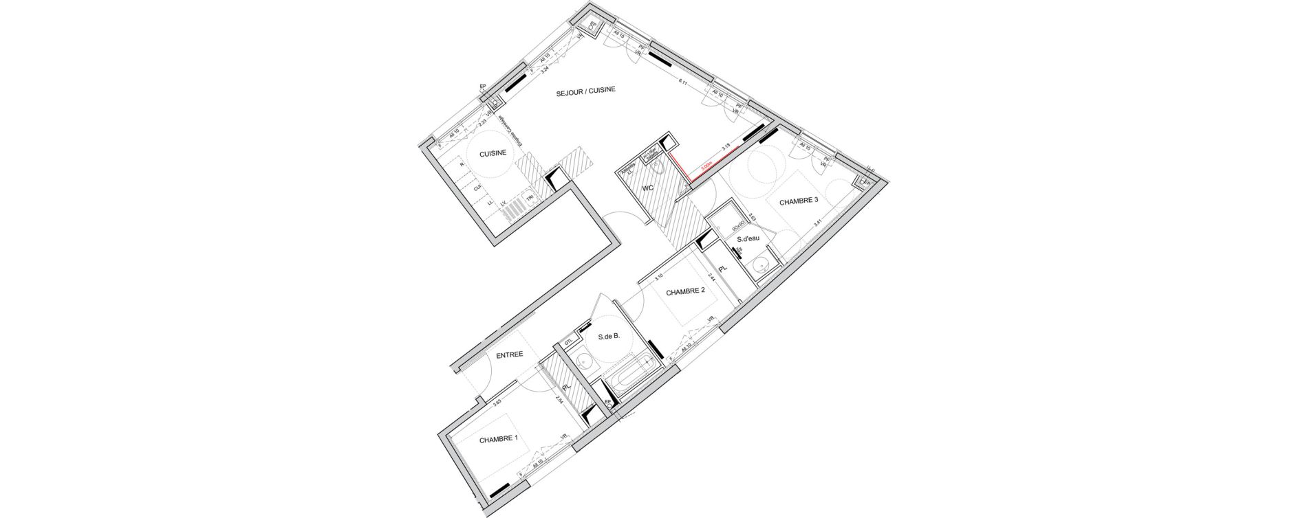 Appartement T4 de 89,37 m2 &agrave; Puteaux Les bergeres