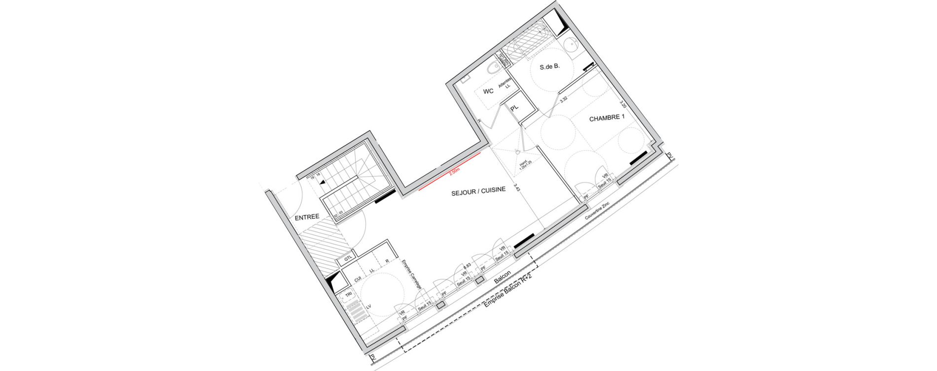 Duplex T3 de 86,05 m2 &agrave; Puteaux Les bergeres