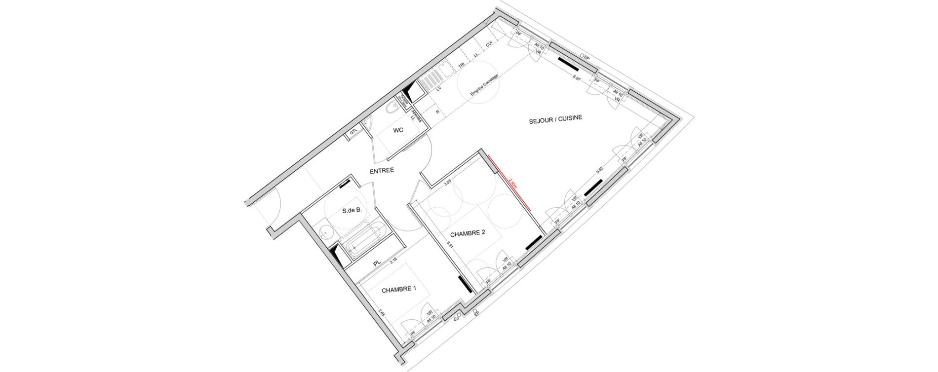 Appartement T3 de 75,74 m2 &agrave; Puteaux Les bergeres