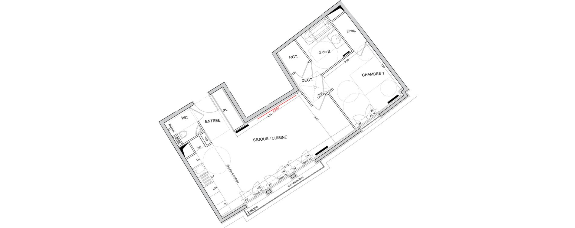 Appartement T2 de 59,71 m2 &agrave; Puteaux Les bergeres