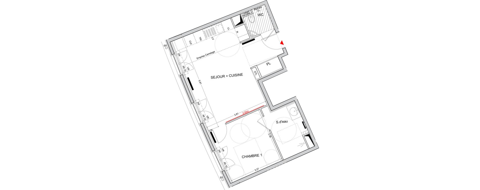 Appartement T2 de 45,98 m2 &agrave; Puteaux Les bergeres