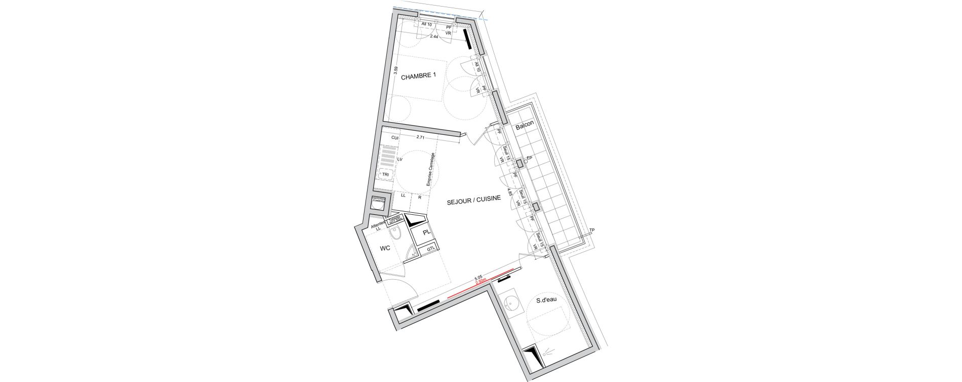 Appartement T2 de 45,84 m2 &agrave; Puteaux Les bergeres