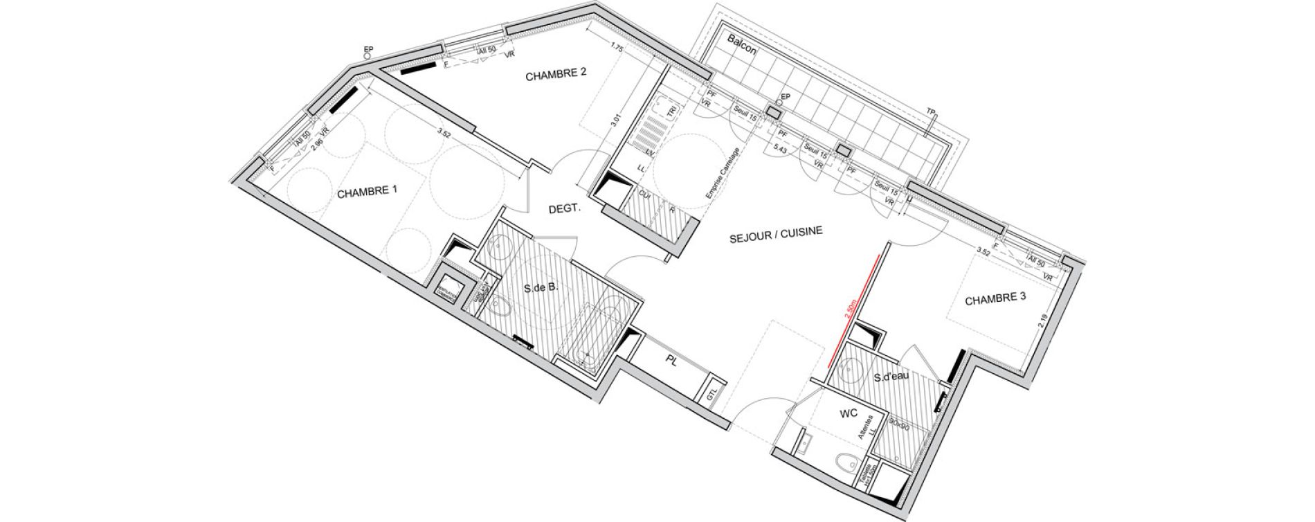 Appartement T4 de 72,64 m2 &agrave; Puteaux Les bergeres