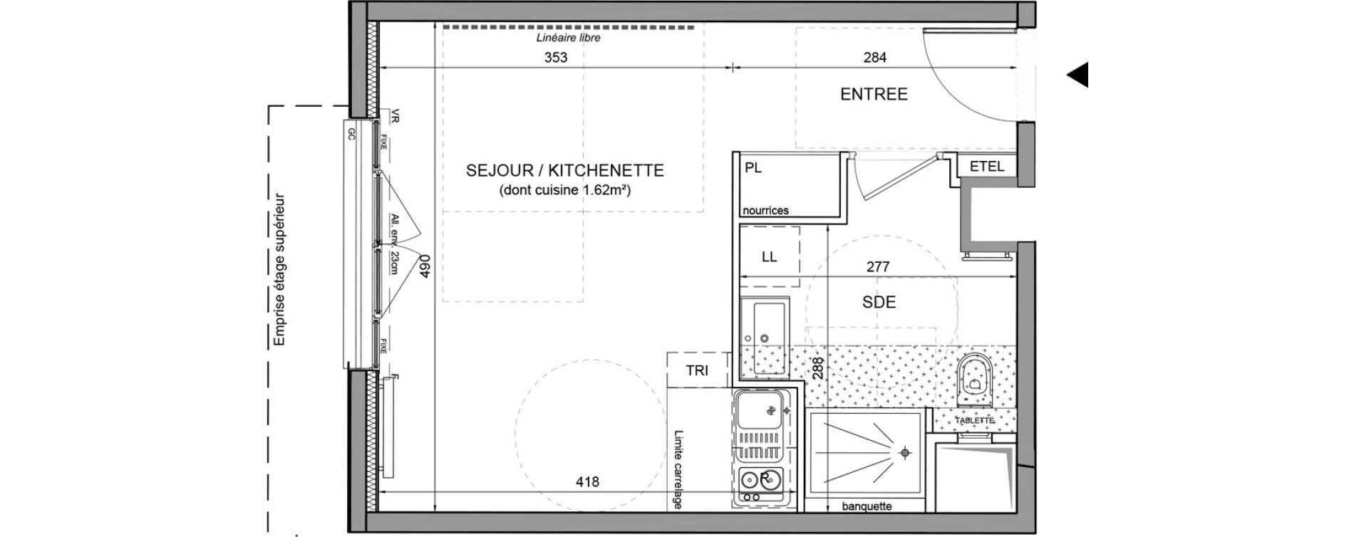 Studio de 29,40 m2 &agrave; Puteaux Agora