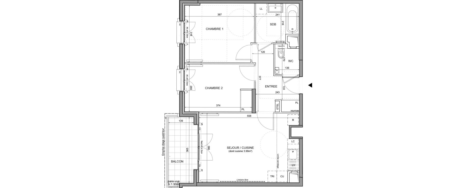 Appartement T3 de 56,85 m2 &agrave; Puteaux Agora