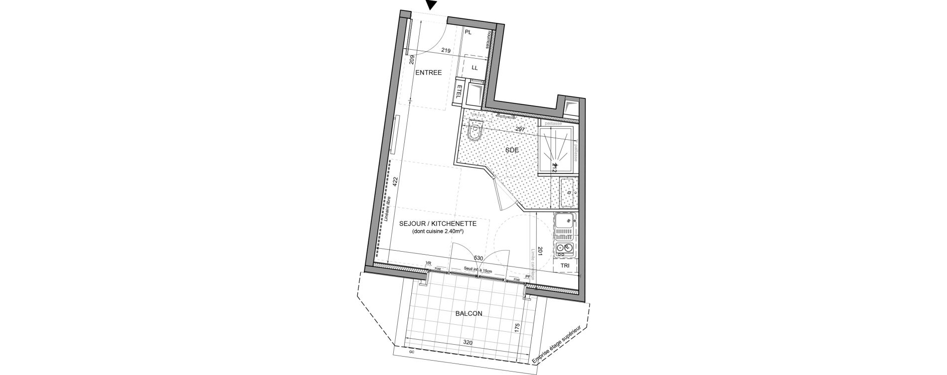 Studio de 24,71 m2 &agrave; Puteaux Agora