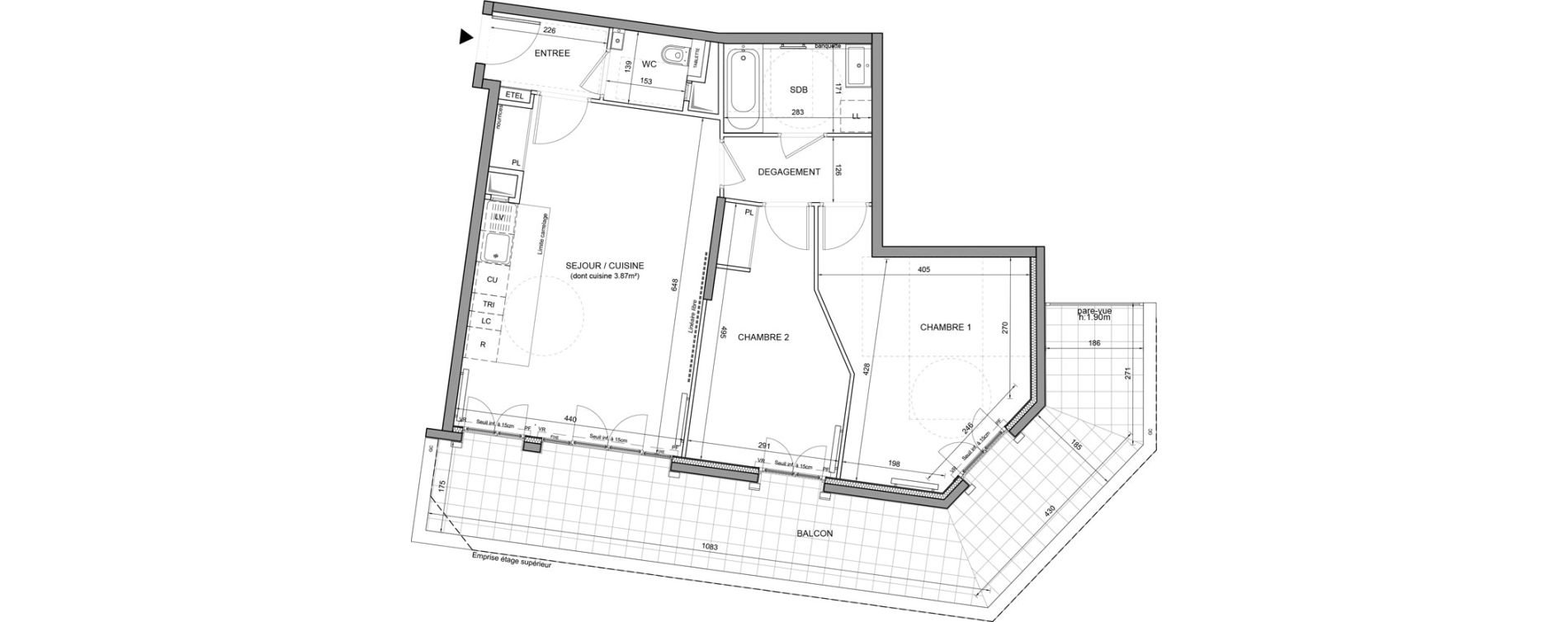 Appartement T3 de 69,41 m2 &agrave; Puteaux Agora