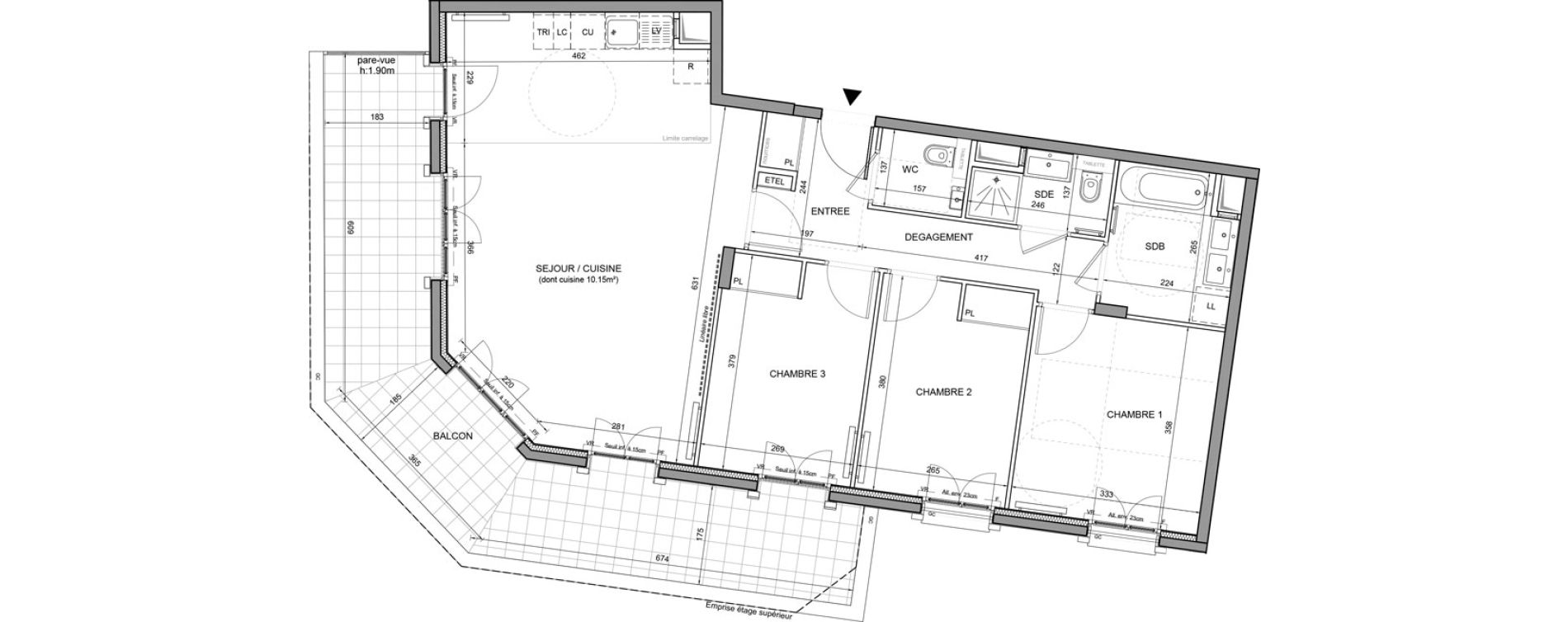 Appartement T4 de 87,15 m2 &agrave; Puteaux Agora