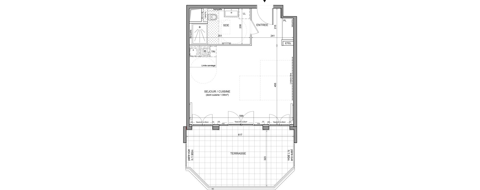 Studio de 38,43 m2 &agrave; Puteaux Agora