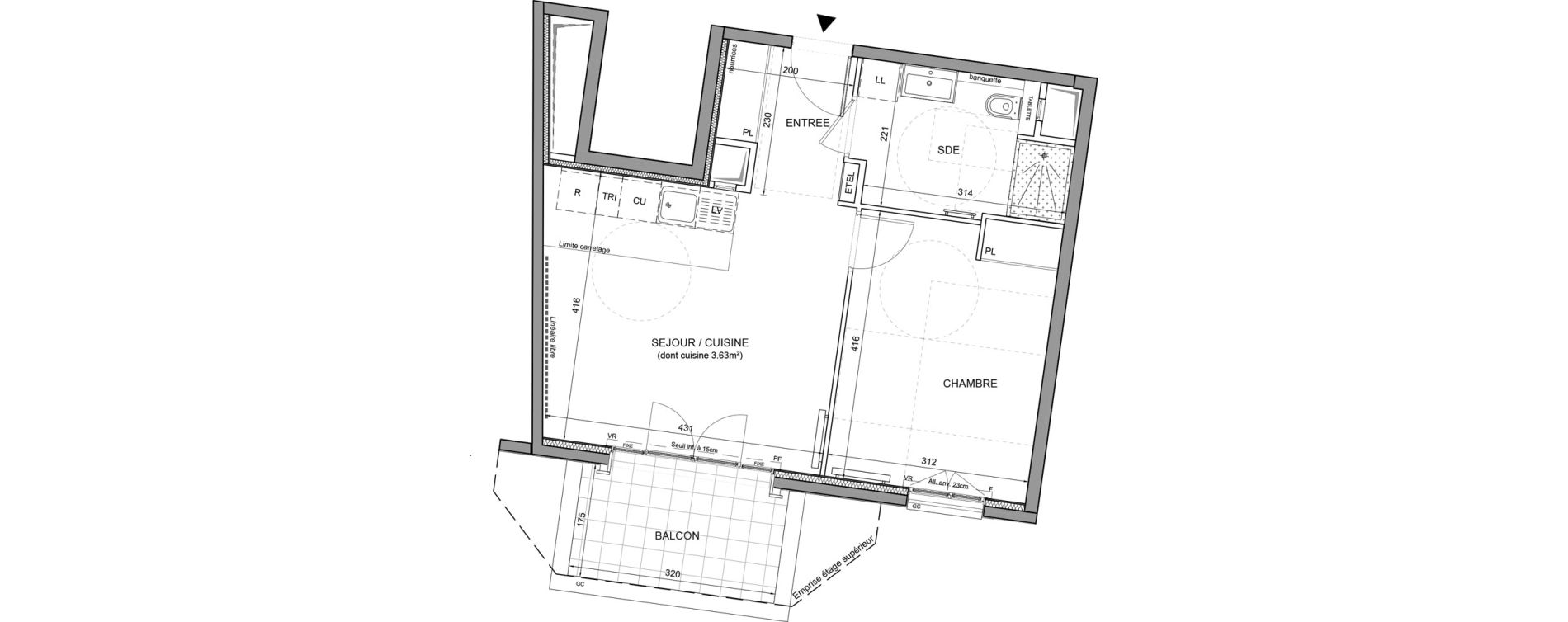 Appartement T2 de 42,94 m2 &agrave; Puteaux Agora