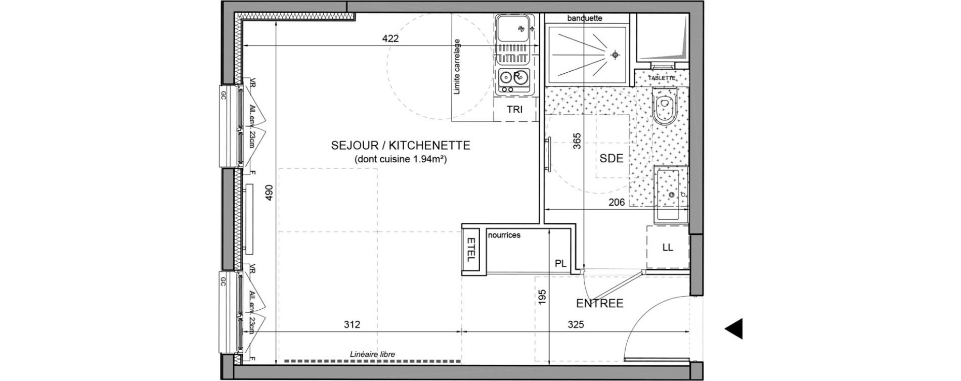 Studio de 30,33 m2 &agrave; Puteaux Agora