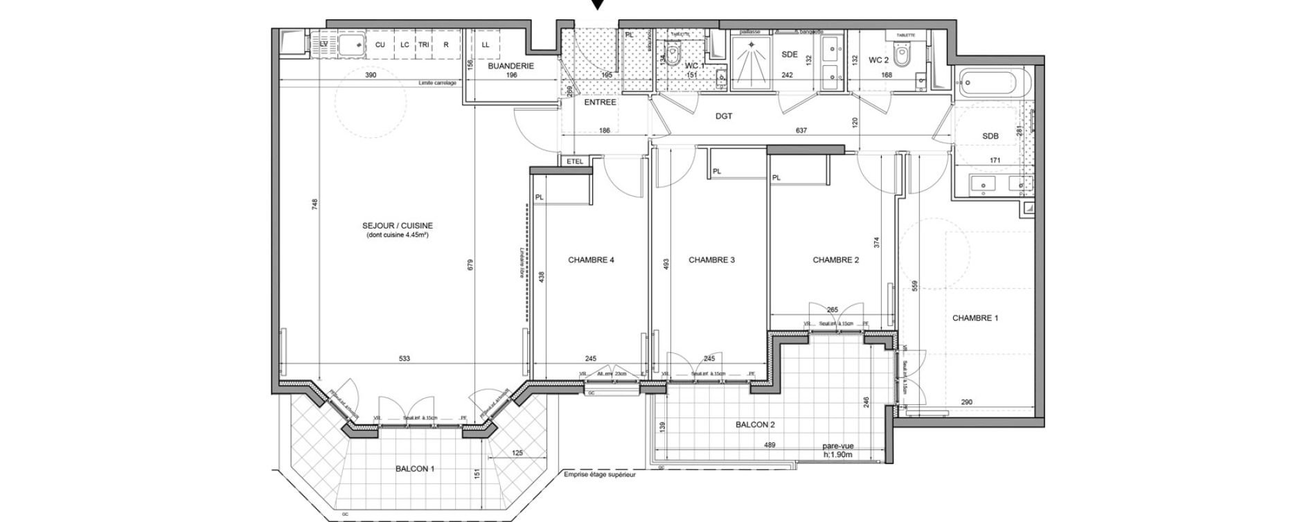 Appartement T5 de 115,45 m2 &agrave; Puteaux Agora