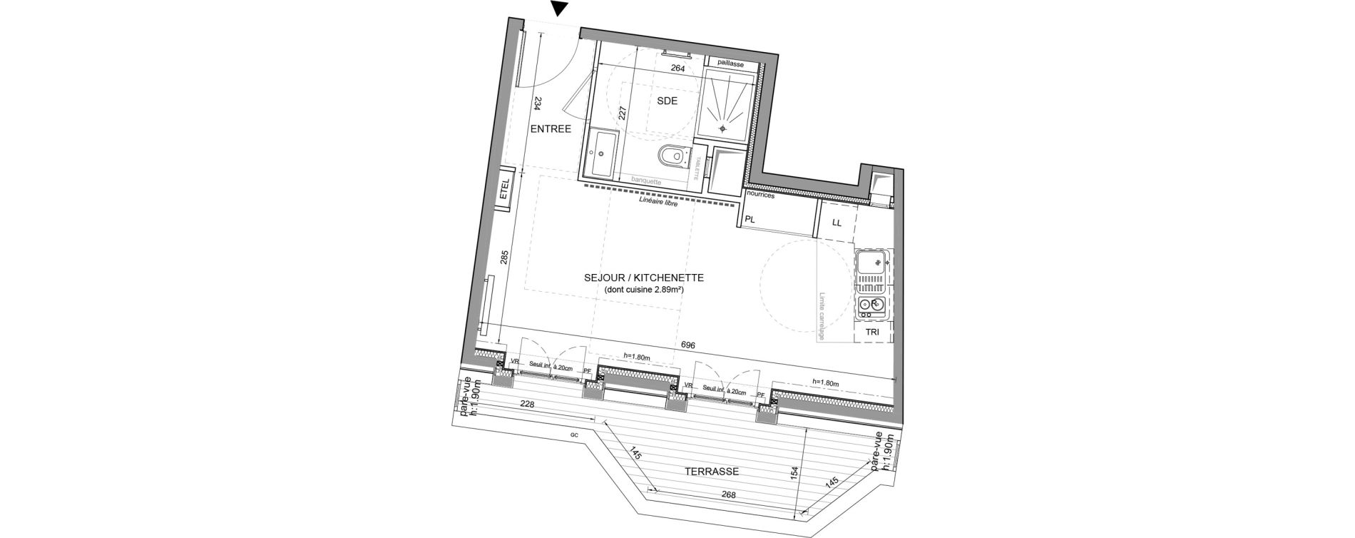 Studio de 29,28 m2 &agrave; Puteaux Agora