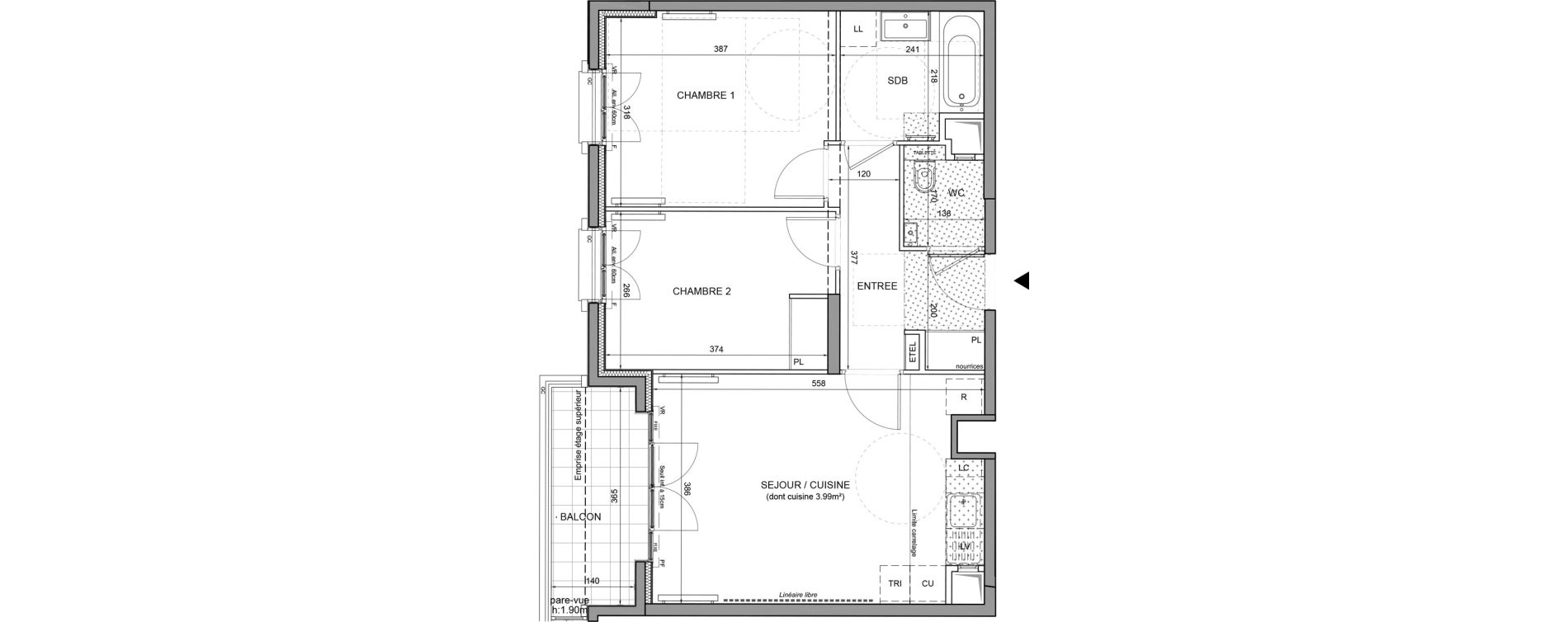 Appartement T3 de 56,84 m2 &agrave; Puteaux Agora