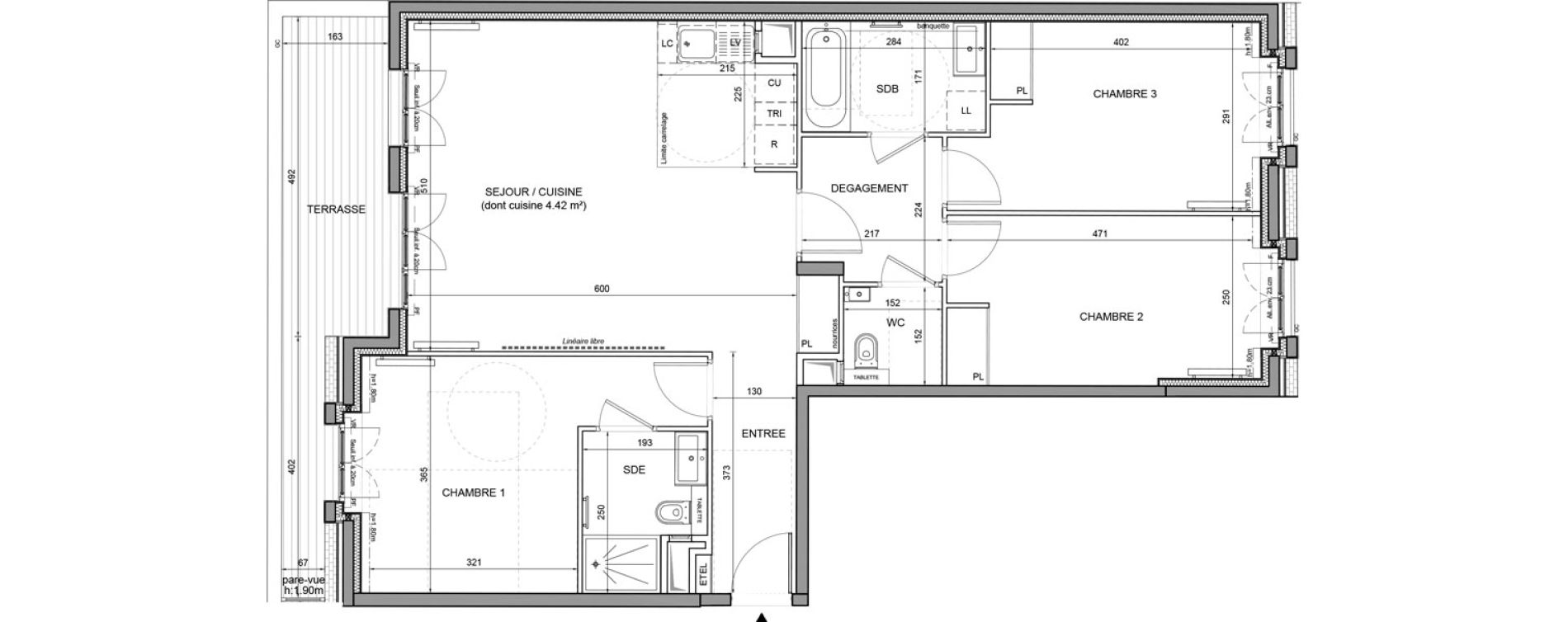 Appartement T4 de 92,00 m2 &agrave; Puteaux Agora