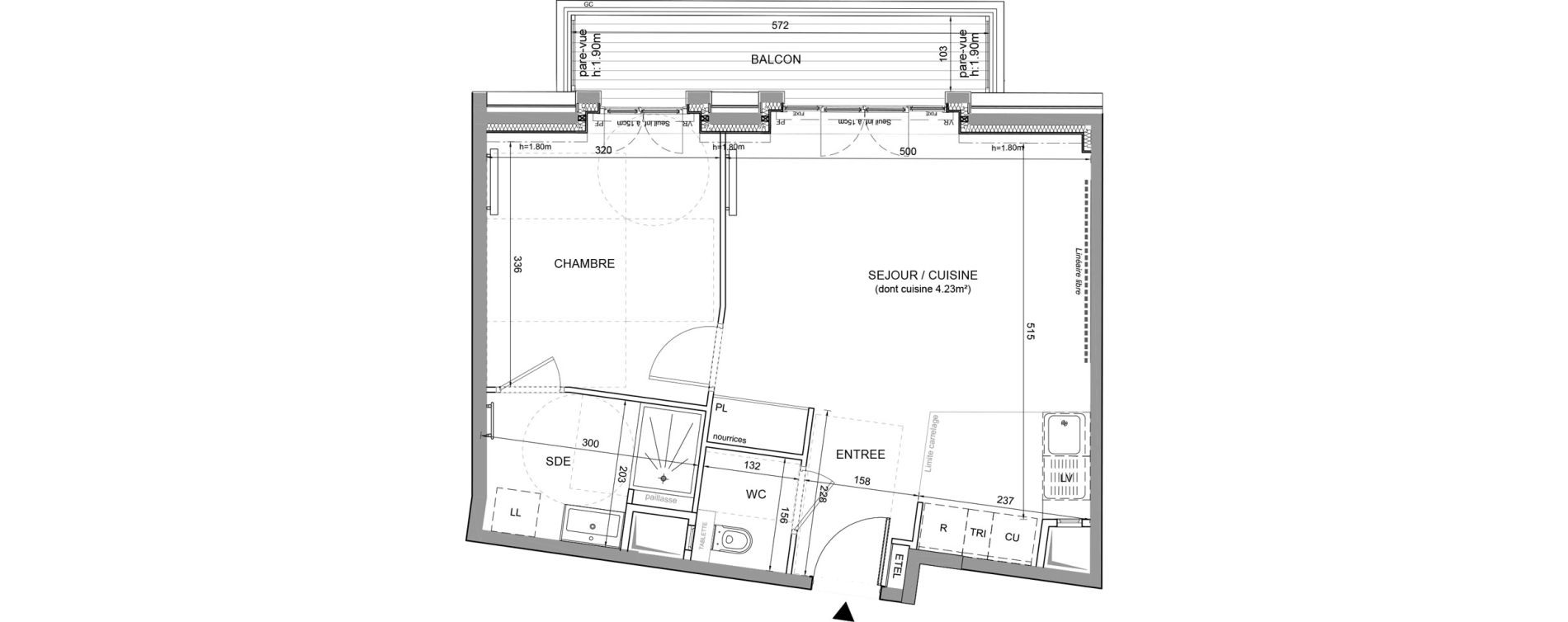 Appartement T2 de 46,74 m2 &agrave; Puteaux Agora