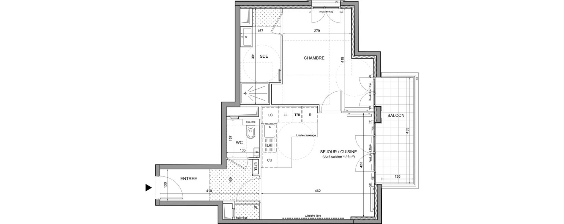 Appartement T2 de 48,39 m2 &agrave; Puteaux Agora