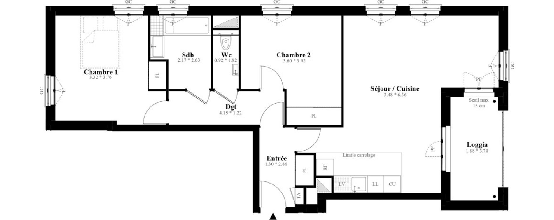 Appartement T3 de 72,64 m2 &agrave; Puteaux Les bergeres