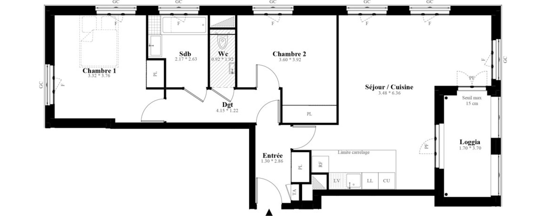 Appartement T3 de 72,64 m2 &agrave; Puteaux Les bergeres