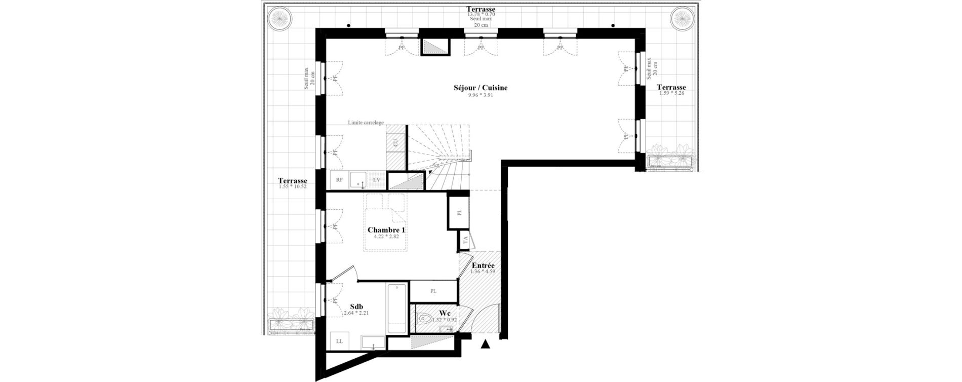 Duplex T5 de 114,81 m2 &agrave; Puteaux Les bergeres