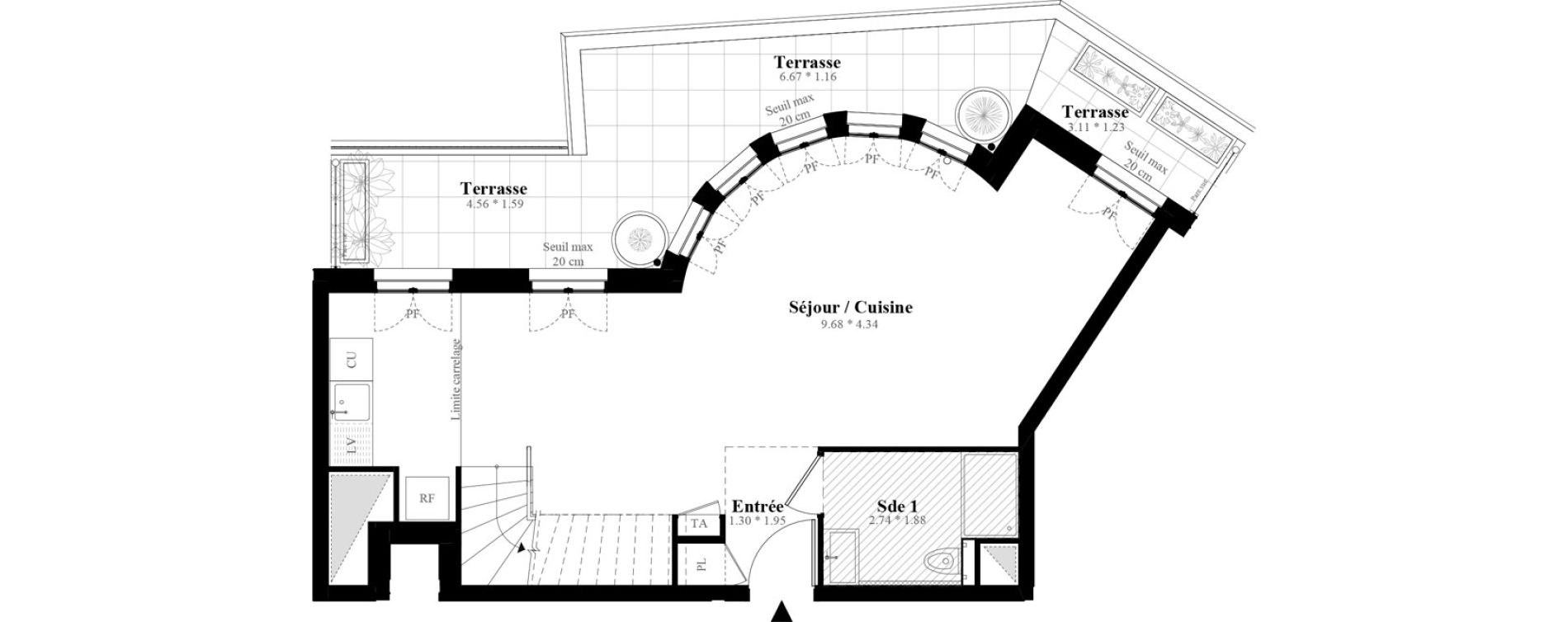 Duplex T5 de 109,82 m2 &agrave; Puteaux Les bergeres