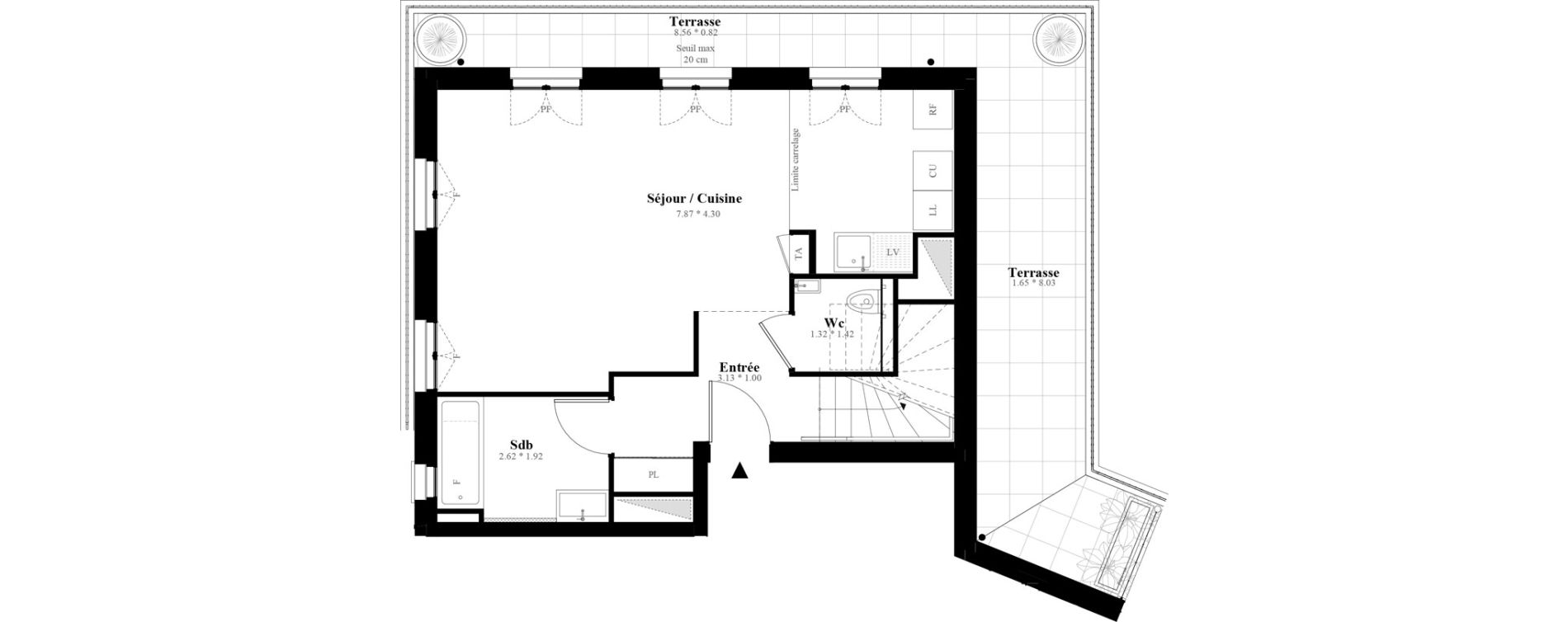 Duplex T4 de 83,58 m2 &agrave; Puteaux Les bergeres