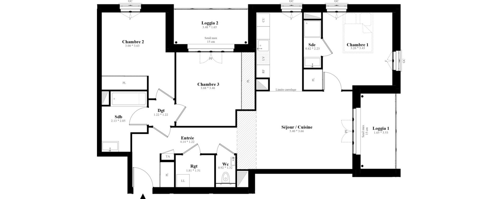 Appartement T4 de 83,98 m2 &agrave; Puteaux Les bergeres