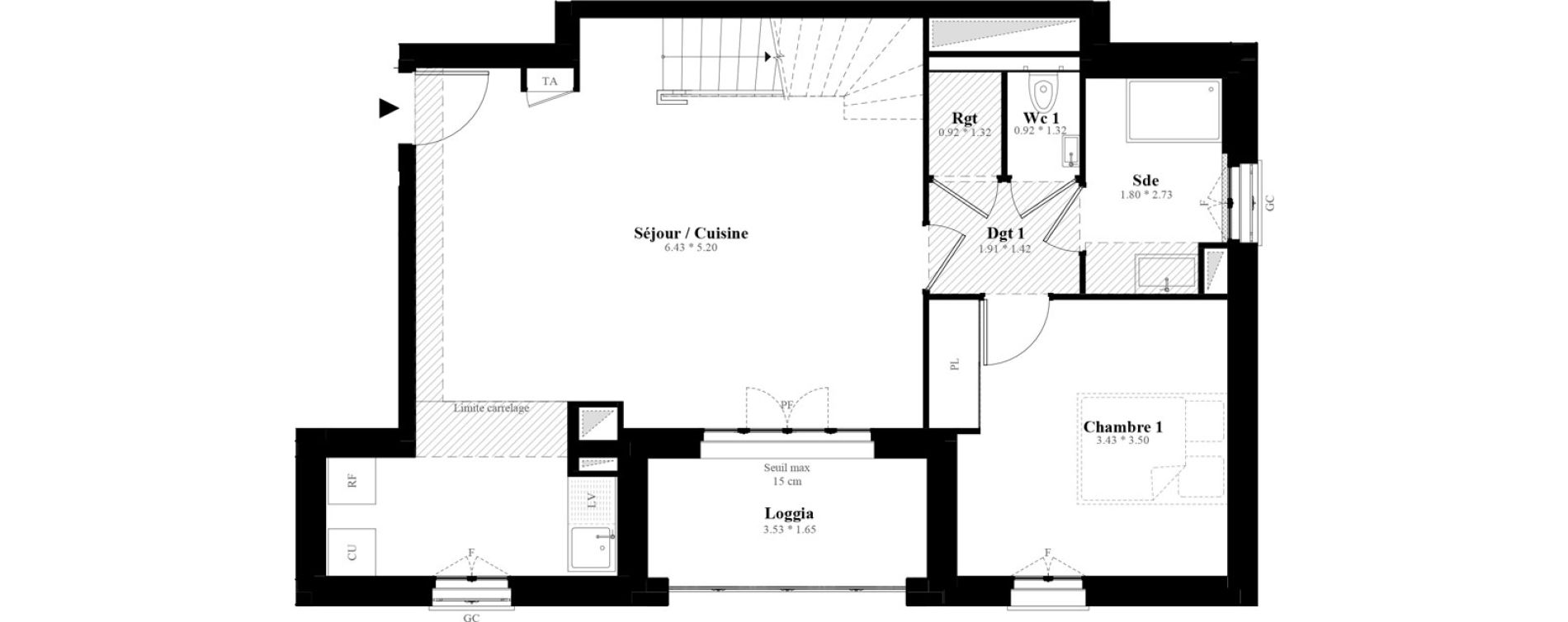 Duplex T5 de 117,18 m2 &agrave; Puteaux Les bergeres