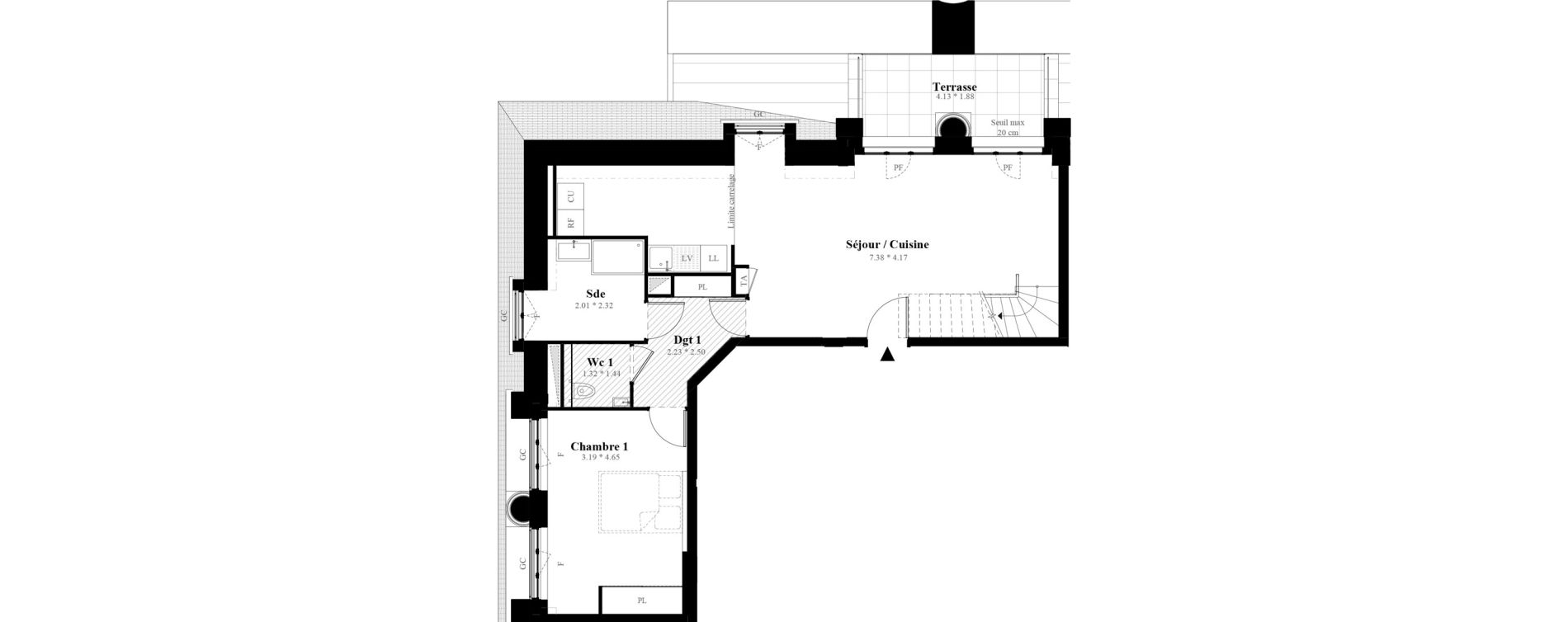 Duplex T5 de 125,11 m2 &agrave; Puteaux Les bergeres