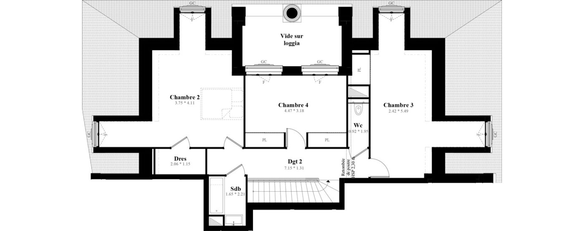 Duplex T5 de 128,99 m2 &agrave; Puteaux Les bergeres