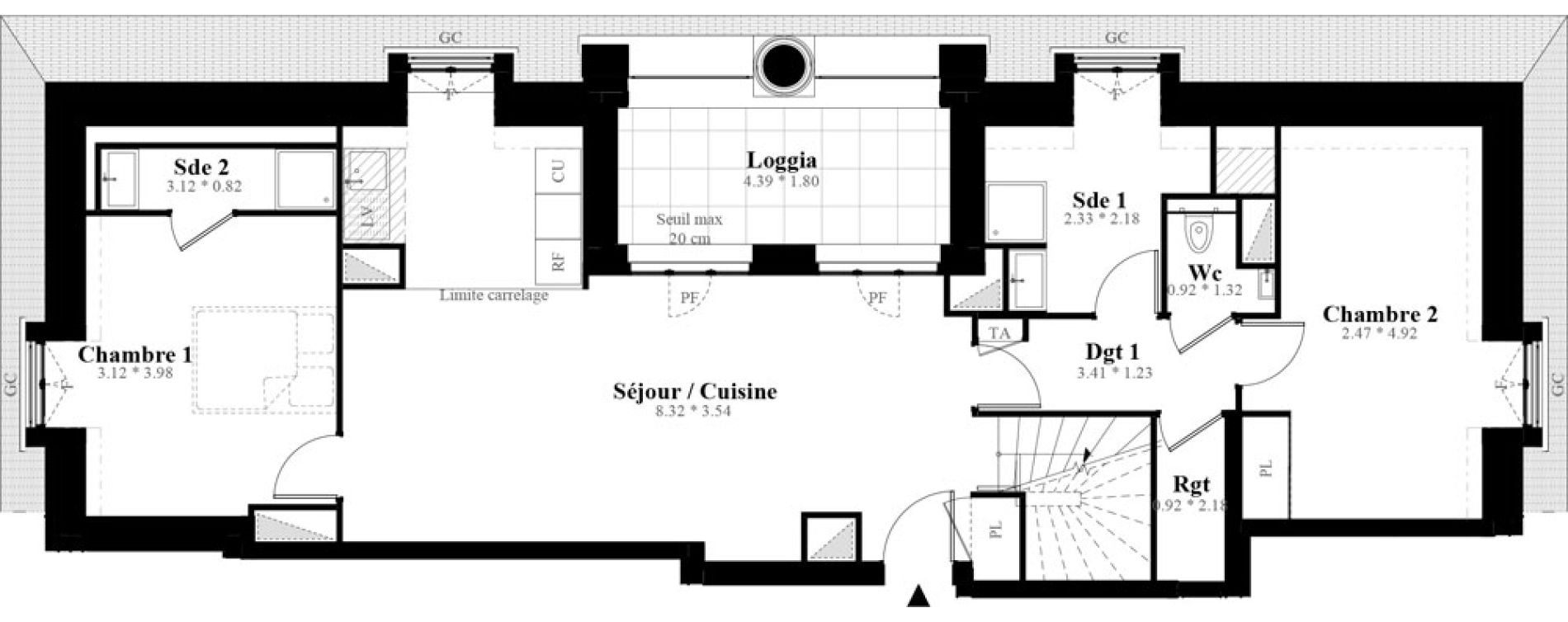 Duplex T5 de 124,86 m2 &agrave; Puteaux Les bergeres