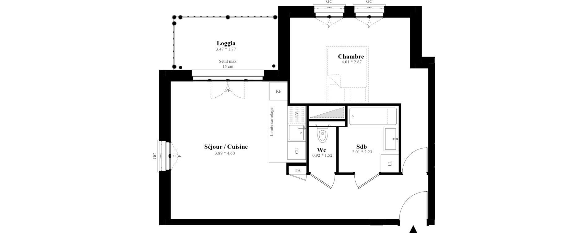 Appartement T2 de 46,16 m2 &agrave; Puteaux Les bergeres