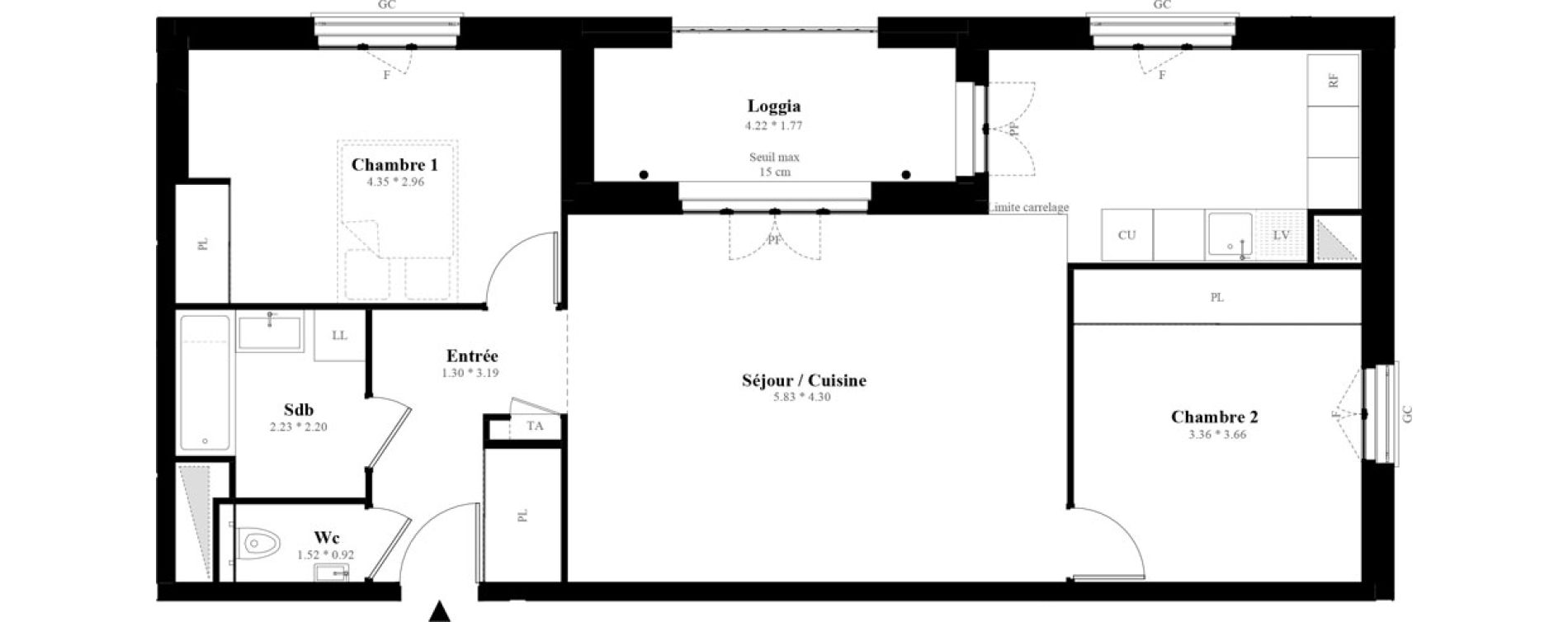 Appartement T3 de 73,24 m2 &agrave; Puteaux Les bergeres