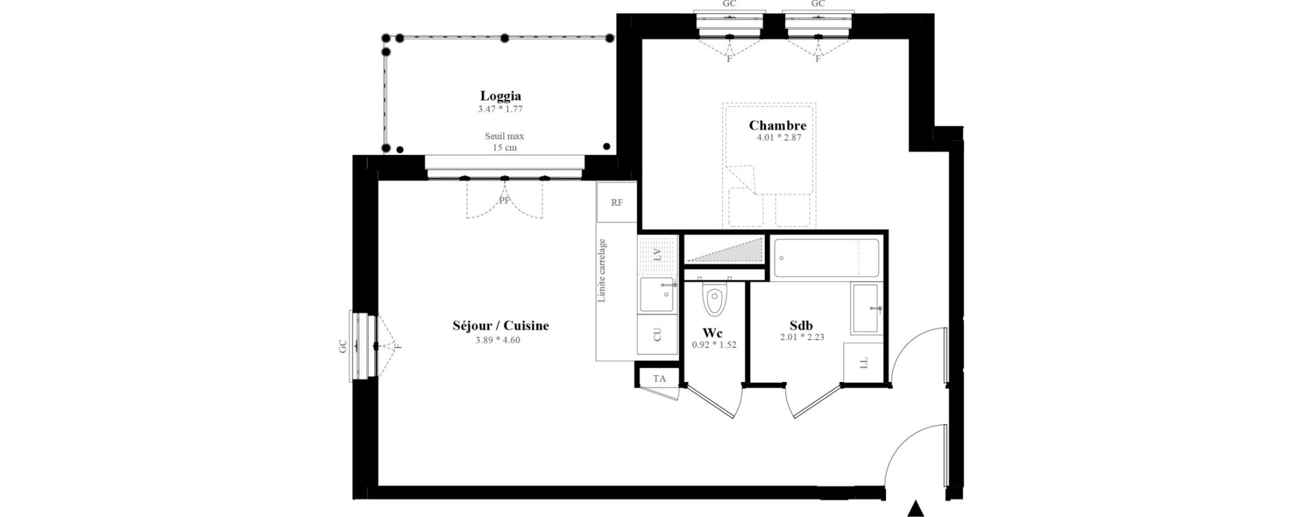 Appartement T2 de 46,16 m2 &agrave; Puteaux Les bergeres