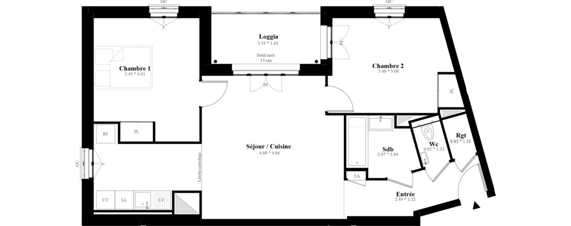 Appartement T3 de 65,25 m2 &agrave; Puteaux Les bergeres