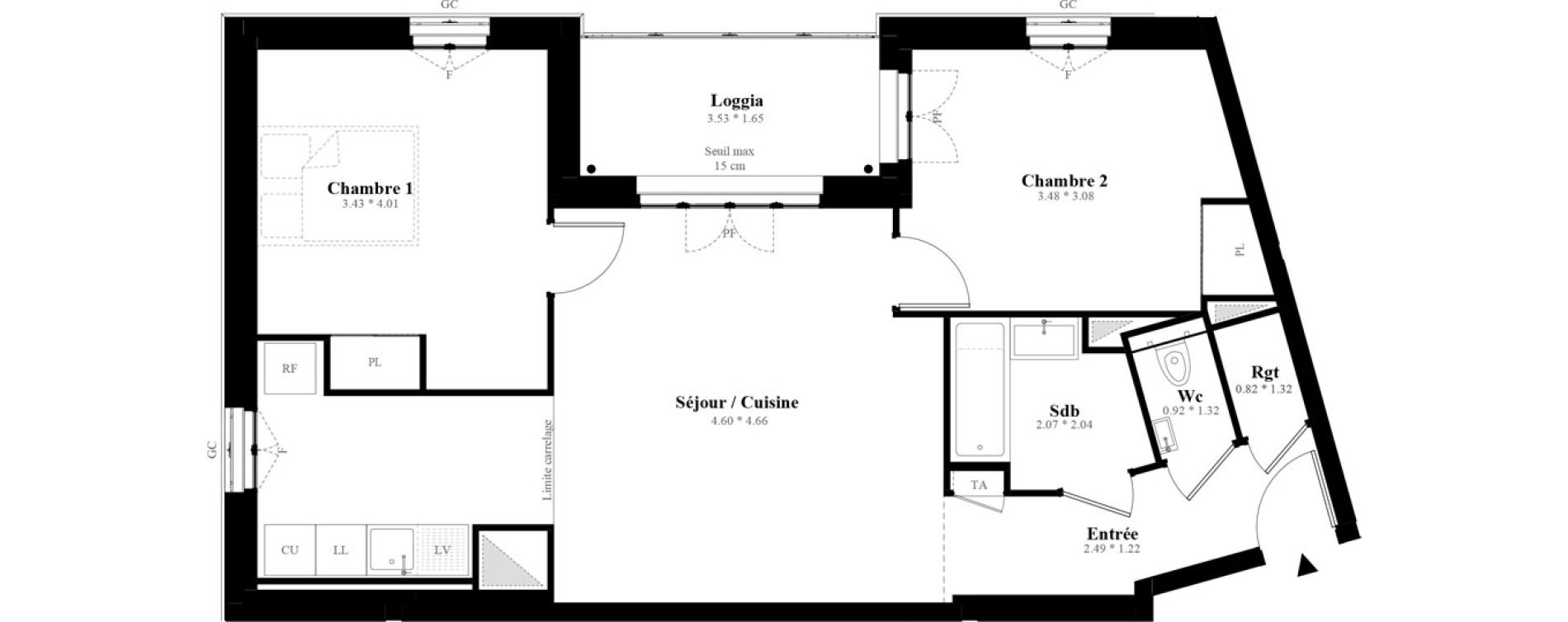 Appartement T3 de 65,25 m2 &agrave; Puteaux Les bergeres