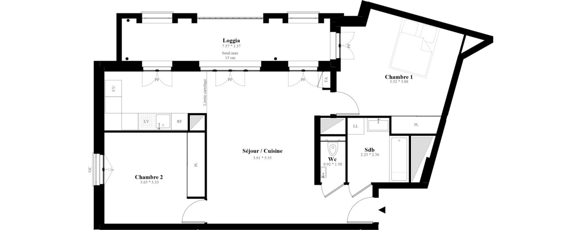 Appartement T3 de 66,91 m2 &agrave; Puteaux Les bergeres