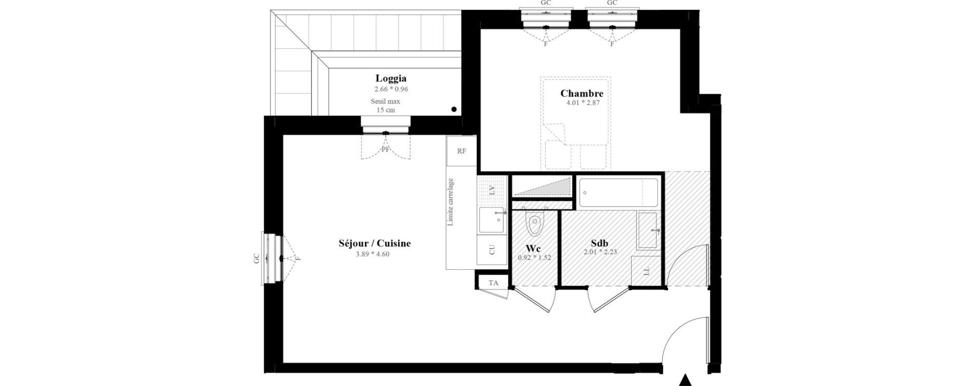 Appartement T2 de 46,16 m2 &agrave; Puteaux Les bergeres