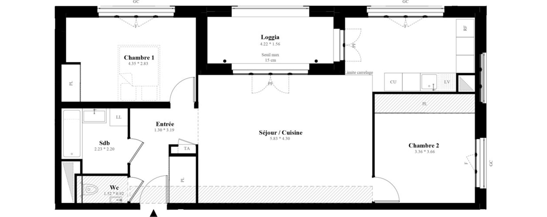 Appartement T3 de 72,65 m2 &agrave; Puteaux Les bergeres