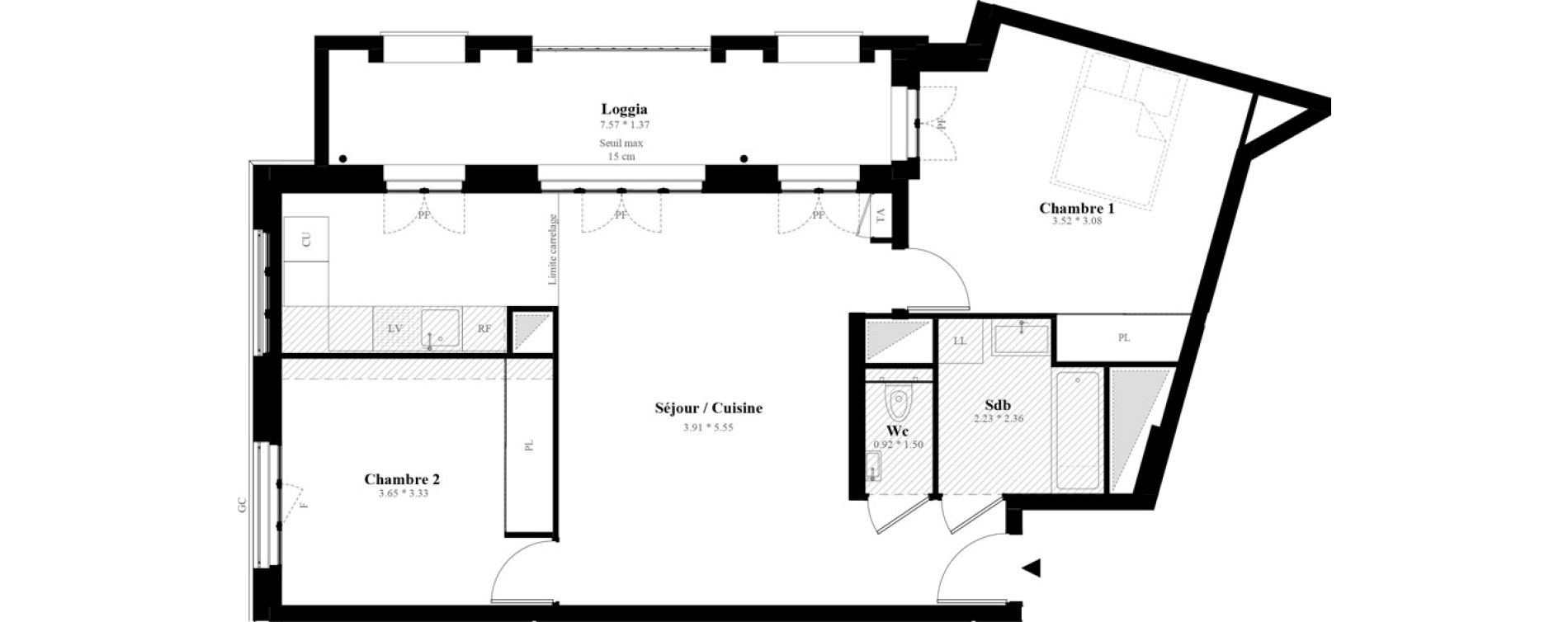 Appartement T3 de 66,91 m2 &agrave; Puteaux Les bergeres