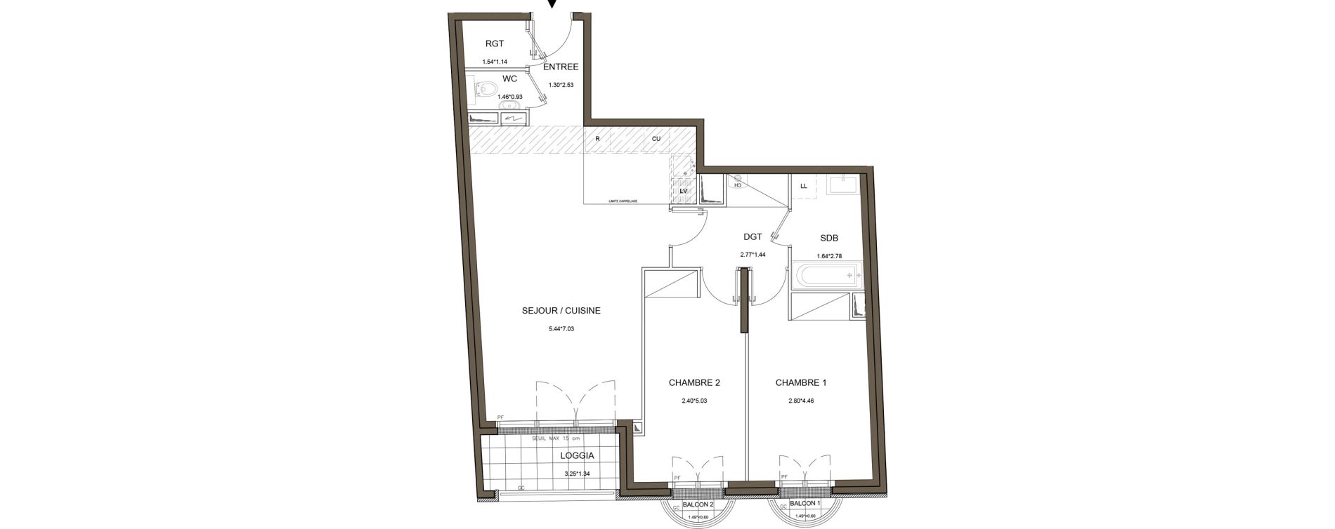 Appartement T3 de 72,46 m2 &agrave; Puteaux Wallace