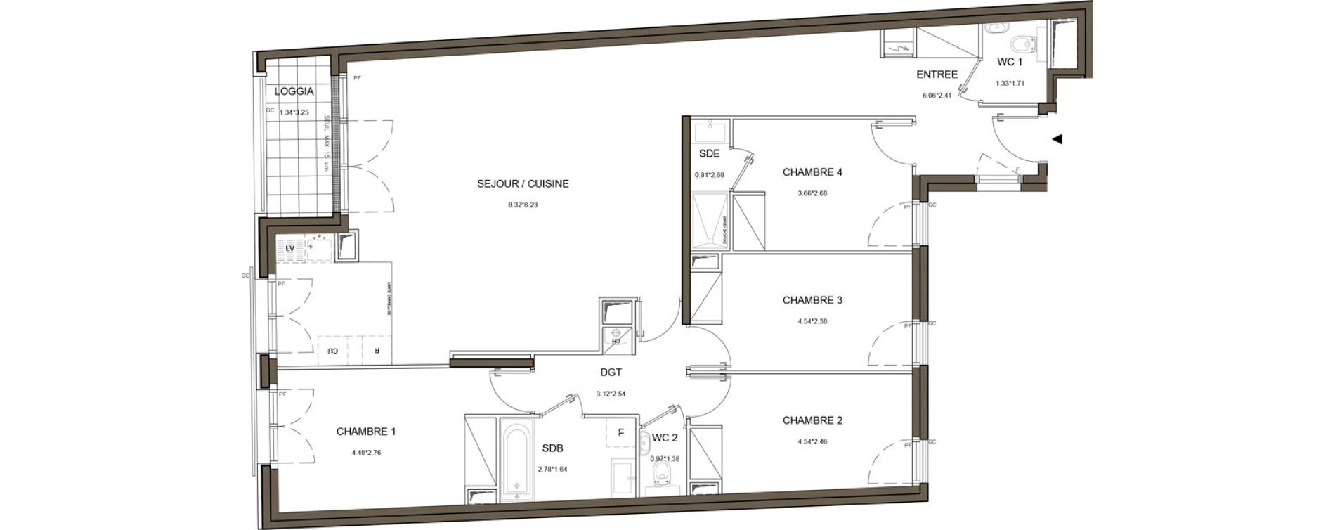 Appartement T5 de 117,41 m2 &agrave; Puteaux Wallace