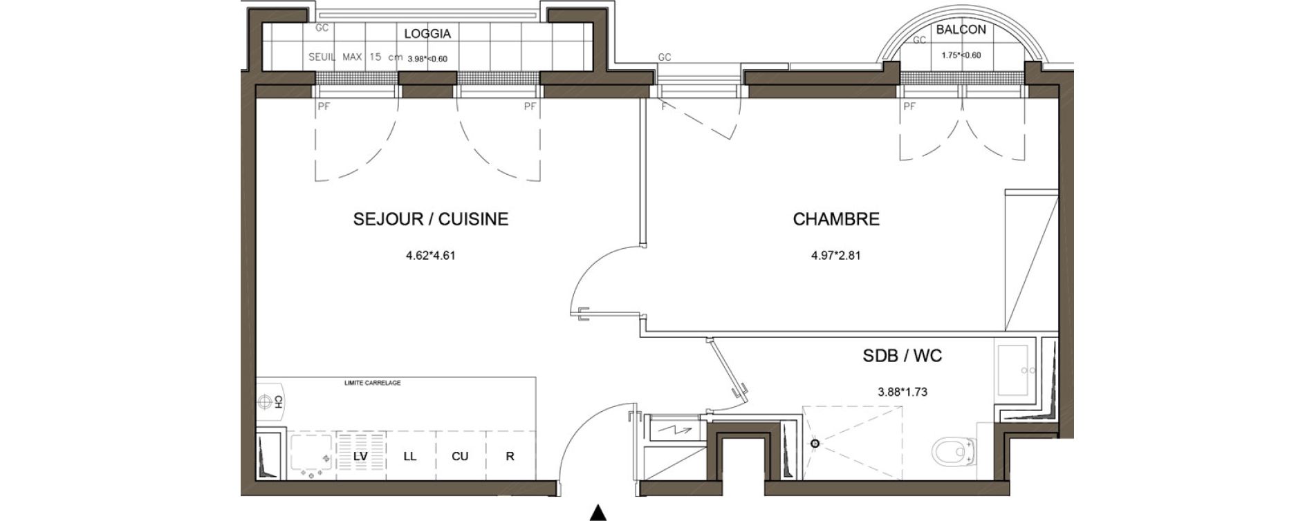 Appartement T2 de 41,49 m2 &agrave; Puteaux Wallace