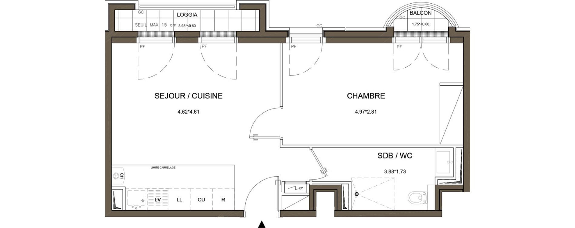 Appartement T2 de 41,49 m2 &agrave; Puteaux Wallace