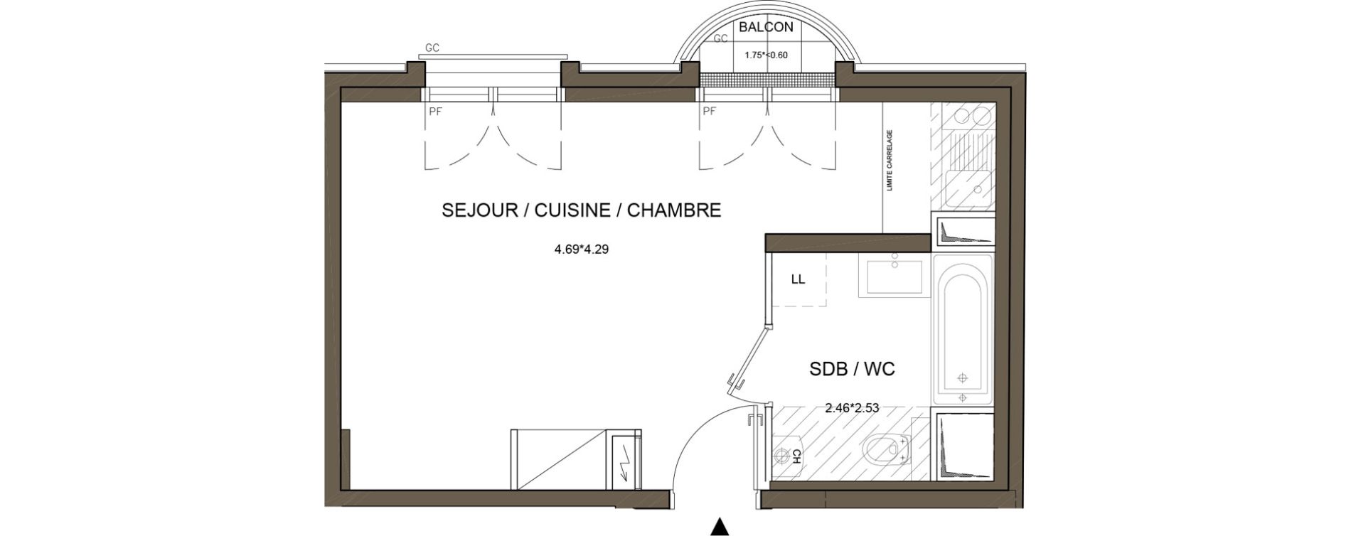 Appartement T1 de 28,92 m2 &agrave; Puteaux Wallace