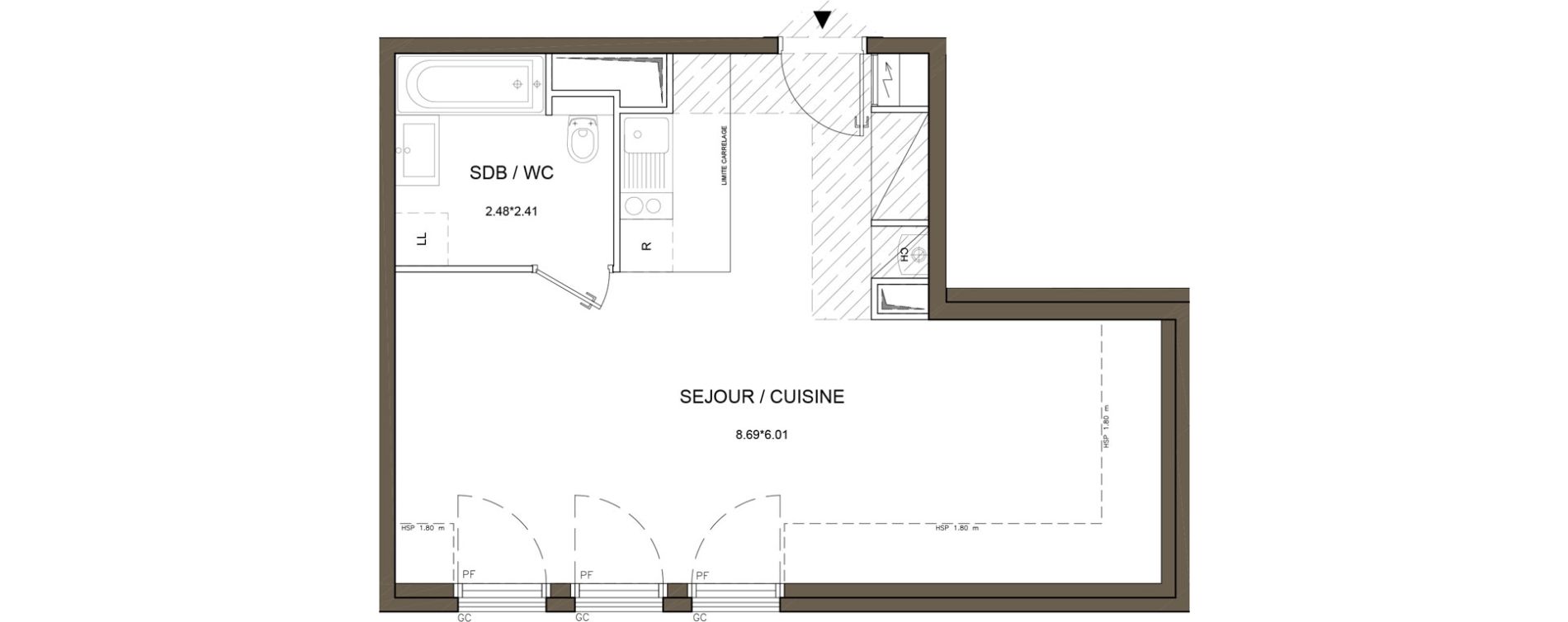 Appartement T1 de 37,81 m2 &agrave; Puteaux Wallace