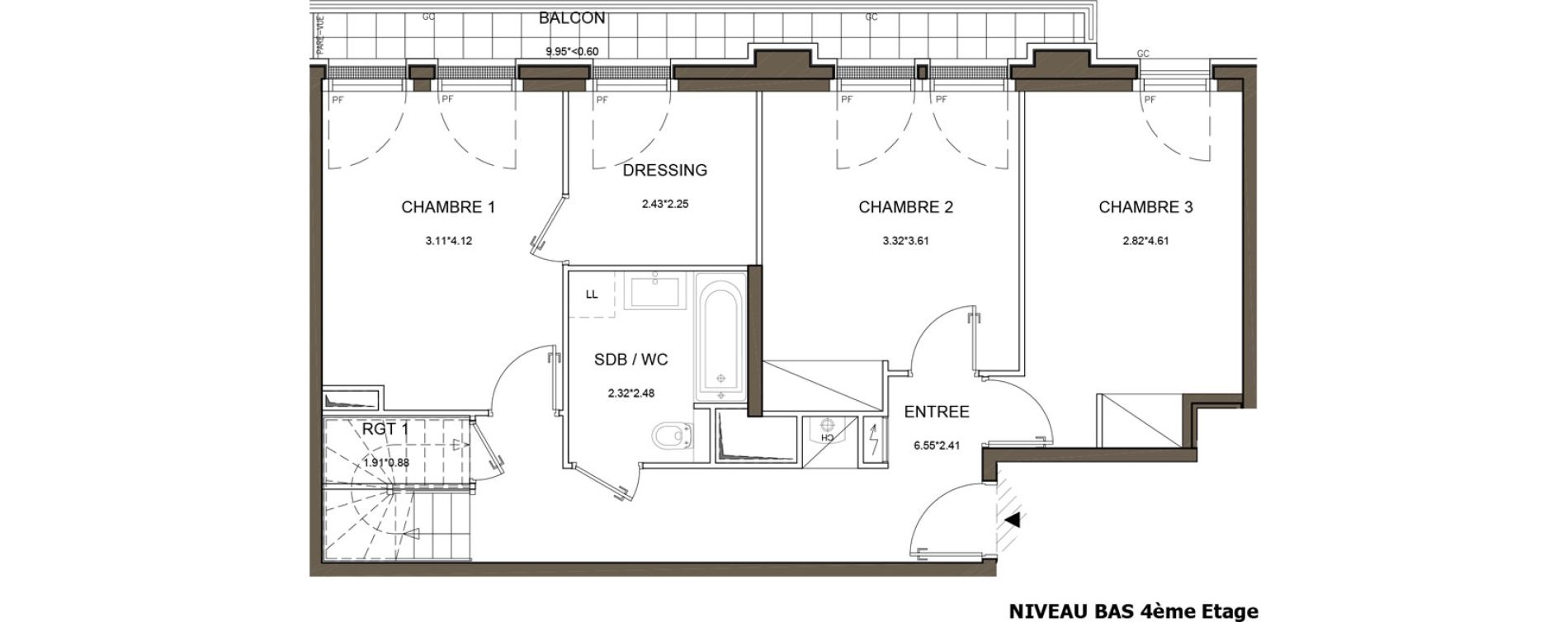 Duplex T5 de 119,41 m2 &agrave; Puteaux Wallace