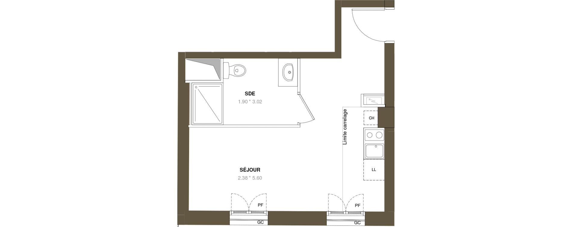 Appartement T1 de 24,72 m2 &agrave; Puteaux R&eacute;publique
