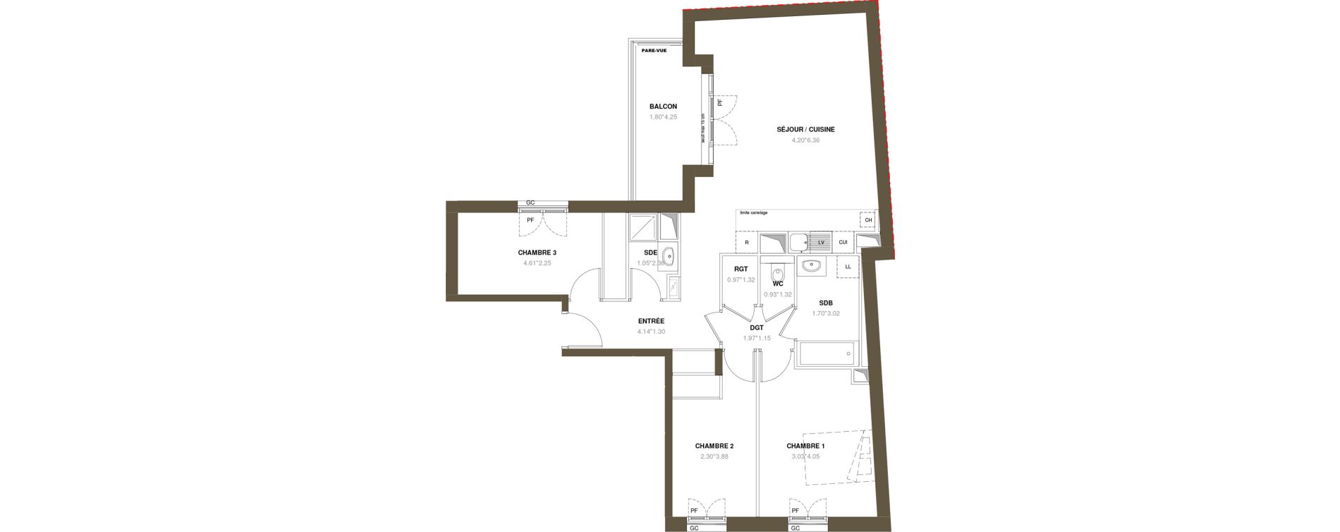Appartement T4 de 82,41 m2 &agrave; Puteaux R&eacute;publique